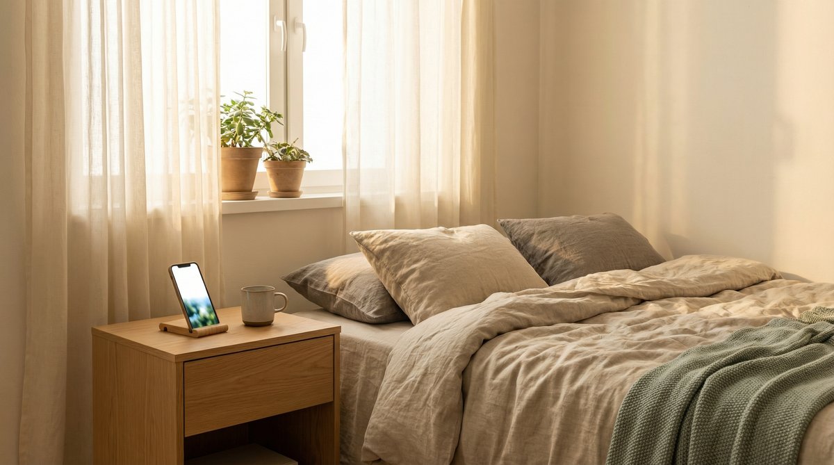 蘑菇视频 - 温馨卧室晨光，手机播放轻松视频 - www.5j4hcmg9.cn